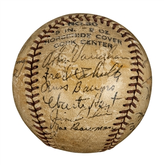 1937 Pittsburgh Pirates Team Signed Baseball With 18 Signatures Incl P. Waner, L Waner, A. Vaughn,(Twice) and Hoyt (JSA)